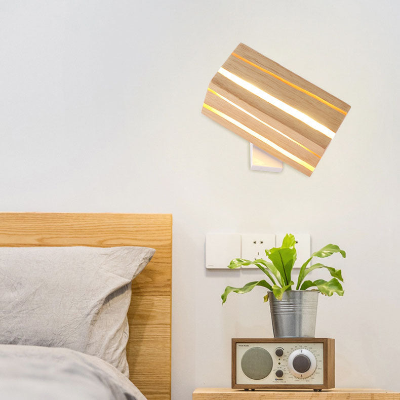 Moderne minimalistische geometrische Quader geknackt Holzmaserung LED Wandleuchte Lampe für Wohnzimmer 