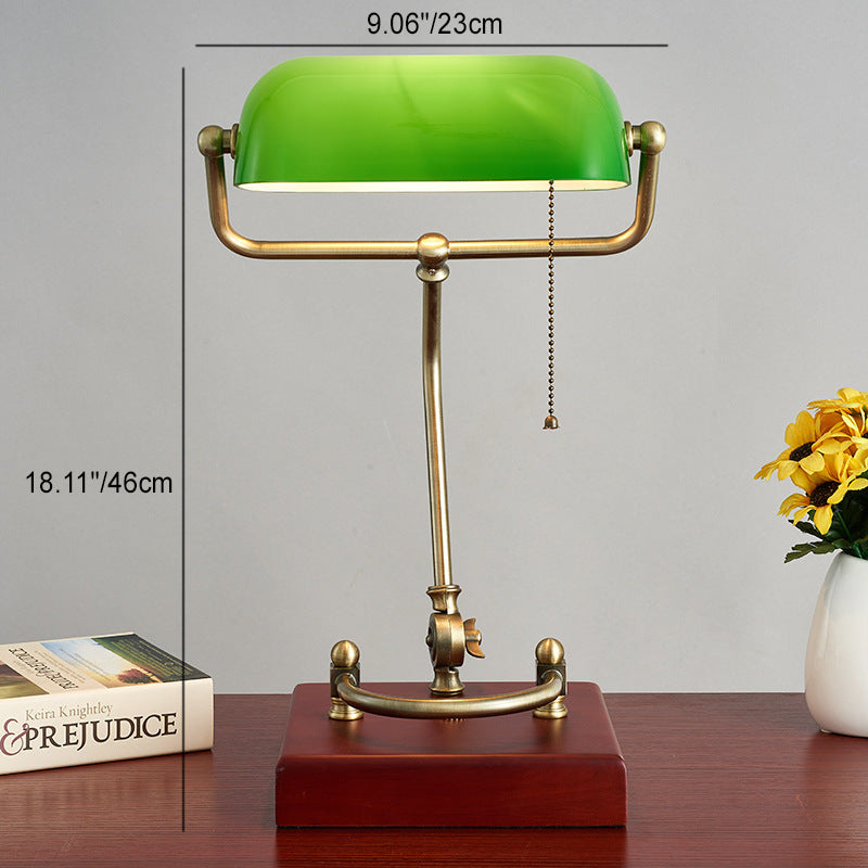 Lámpara de mesa de 1 luz con base de madera maciza y vidrio curvado vintage tradicional para estudio 