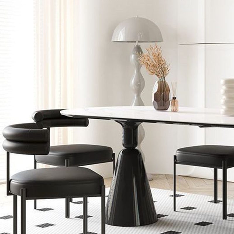 Chaise de salle à manger contemporaine créative demi-arc carré en similicuir métal dossier sans accoudoirs pour salle à manger 