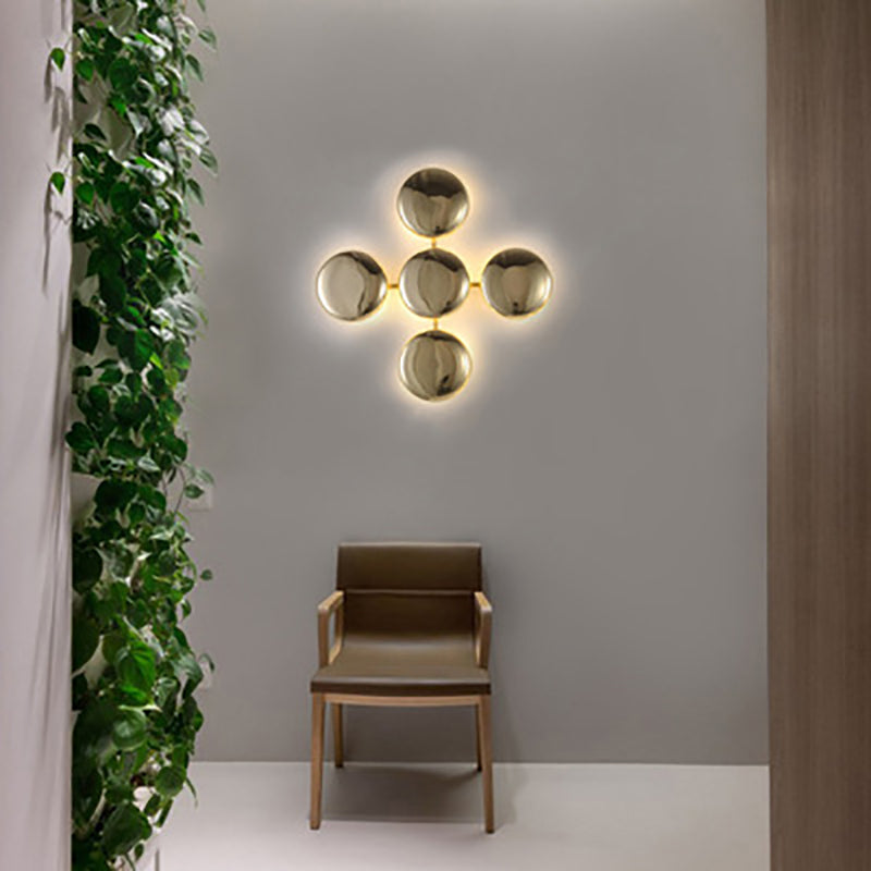 Lámpara de aplique de pared contemporánea de lujo de círculo redondo de titanio con 10/14/24 luces para pasillo 