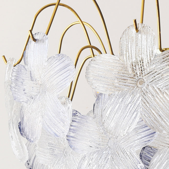 Plafonnier semi-encastré en fer et verre à fleurs traditionnelles françaises 5/6 lumières pour chambre 