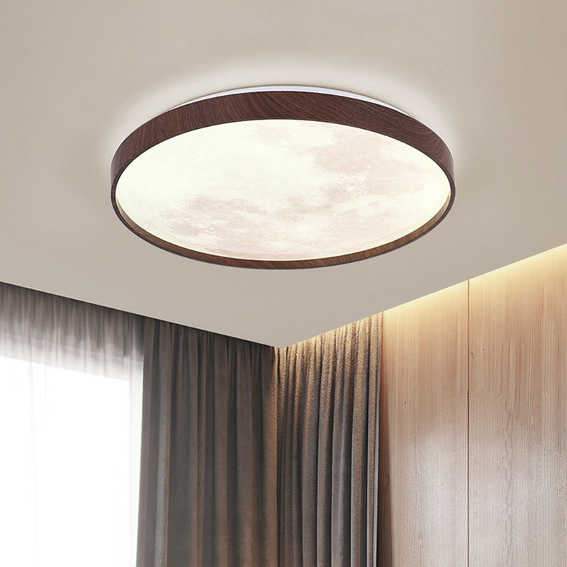 Zeitgenössische skandinavische Eisen-Plastikrunde Mond-LED-Unterputz-Deckenleuchte für Wohnzimmer 