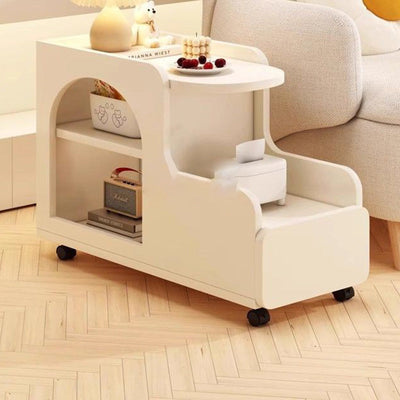 Mesa Auxiliar de Madera con Panel de Densidad Rectangular Desmontable Minimalista Moderna de 2 Niveles para Sala de Estar 