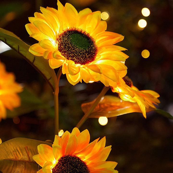 Lumière de jardin extérieure pour pelouse avec prise de terre à LED en acier inoxydable ABS sérigraphie tournesol créative contemporaine 
