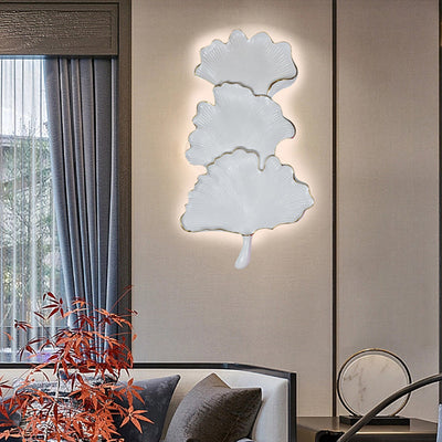Applique murale LED en résine à feuille de ginkgo nordique contemporaine pour salon 