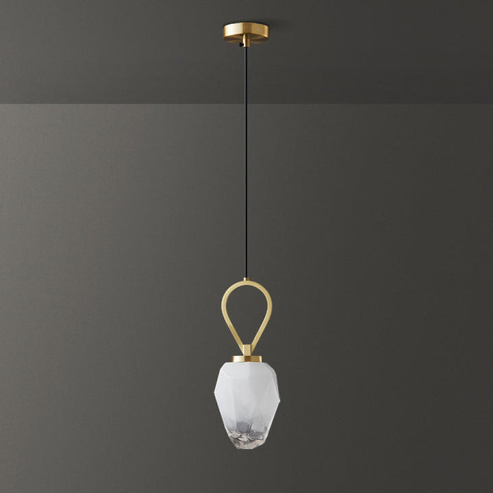 Lámpara colgante moderna minimalista de vidrio irregular cobre de 1 luz para sala de estar 