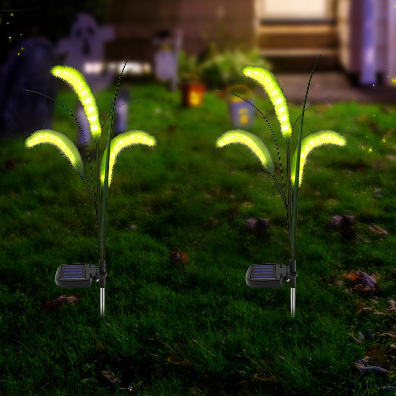 Moderne Art Deco Solar Wasserdichte Hartriegel Reed Kunststoff Edelstahl LED Landschaft Beleuchtung Außen Licht Für Garten 