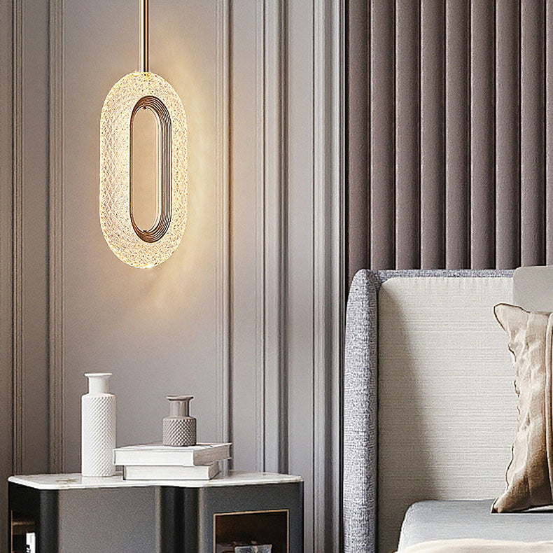 Zeitgenössischer Luxus Zinklegierung Acrylschirm Ovaler Ring LED Kronleuchter für das Wohnzimmer 