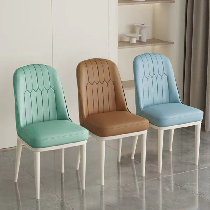 Moderner minimalistischer quadratischer rechteckiger PU-Leder-Kohlenstoffstahl-Esszimmerstuhl mit Rückenlehne für das Esszimmer 
