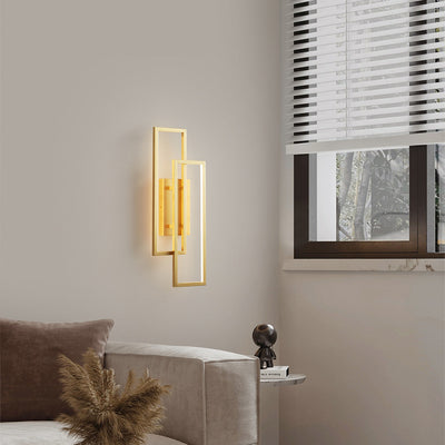 Moderne Mid-Century Wandleuchte aus Kupfer im rechteckigen geometrischen Design mit LED für das Bett 
