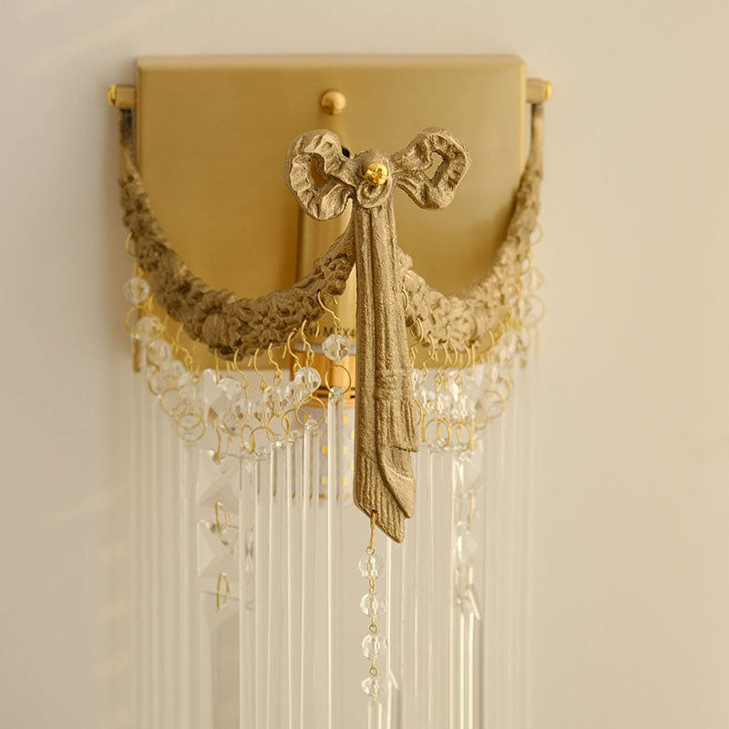 Moderne Art Deco Messing Kristall Quaste 1-Licht Wandleuchte Lampe für Wohnzimmer 