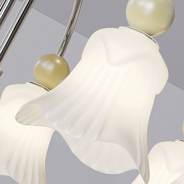 Moderne nordische Eisen-Glas-Blumenförmige Kugel 3/8-Licht-Kronleuchter für Wohnzimmer 