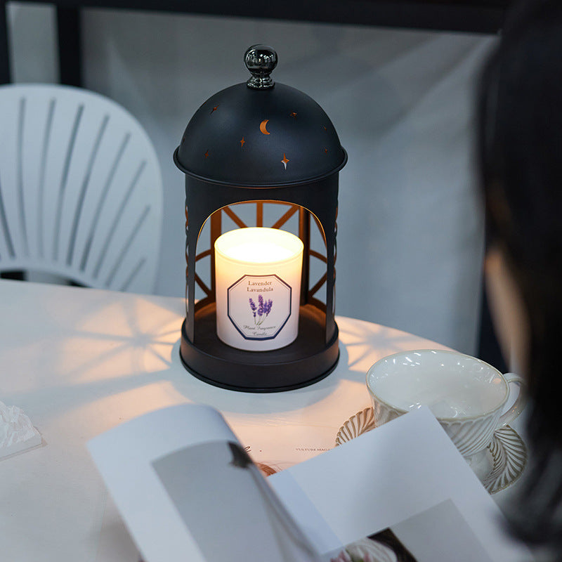 Lampe de table en métal avec cylindre creux européen traditionnel à 1 lumière pour faire fondre la cire, pour chambre à coucher 