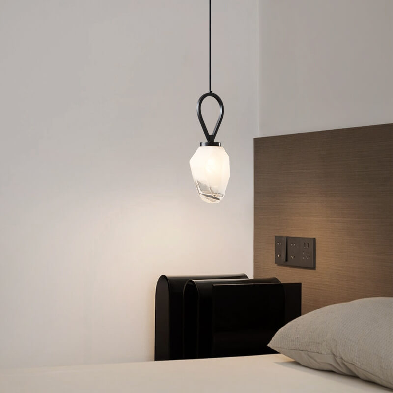 Moderne Luxus Messing Geometrische Glas Schirm 1-Licht Pendelleuchte für Wohnzimmer 