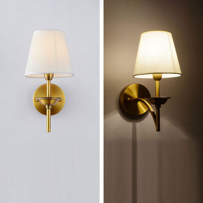 Applique murale moderne en fer de style milieu du siècle avec cylindre en tissu 1/2 lumière pour chevet 