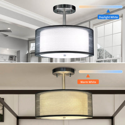 Moderne minimalistische runde Eisengewebe 3-Licht Halbbündige Deckenleuchte für Wohnzimmer 