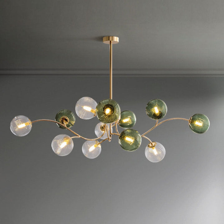 Zeitgenössischer nordischer Zweiglinien-Orb-Hardware-Glas 6/8/12 Licht Kronleuchter für Wohnzimmer 