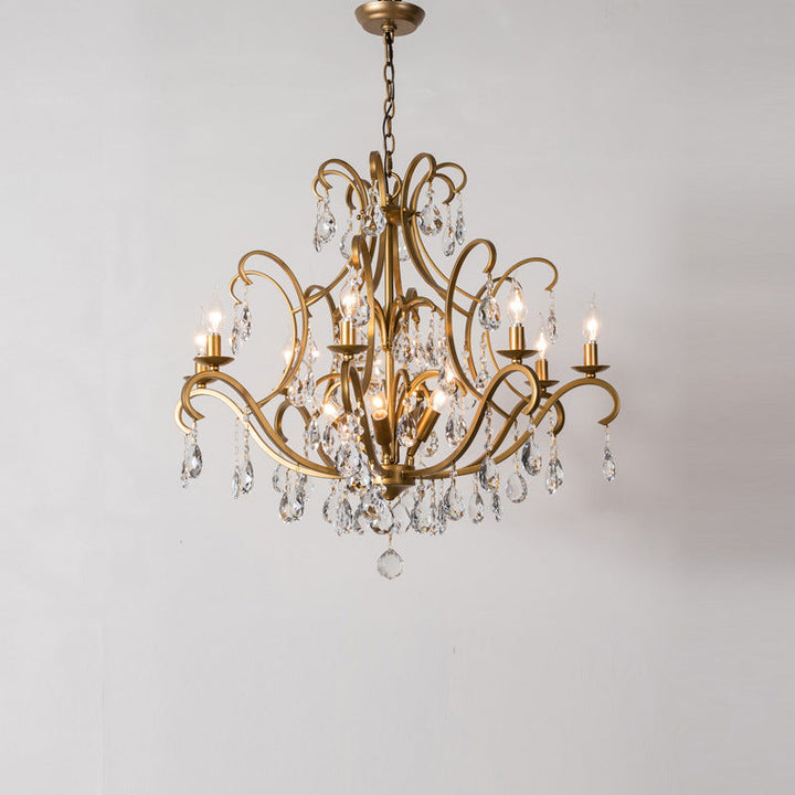 Chandelier traditionnel français avec cadre rond en cristal et fer, 5/9/12 lumières pour salon 