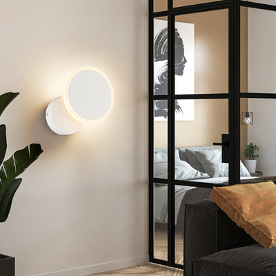 Applique Murale LED en Fer Acrylique Rond Rotatif à Simplicité Moderne pour Chambre 