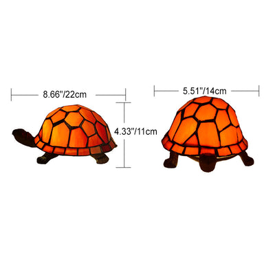 Contemporary Creative Alloy Glass Turtle 1-Light Table Lamp For Bedroom