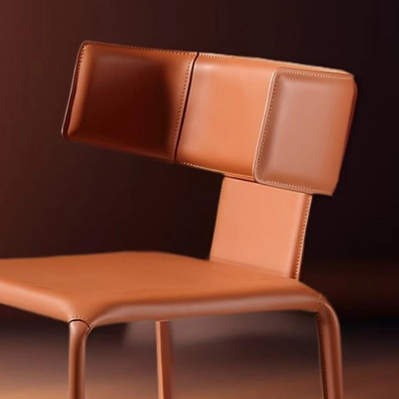 Silla de comedor contemporánea de lujo cuadrada con respaldo, en cuero de microfibra, metal y estructura de madera contrachapada, para comedor 