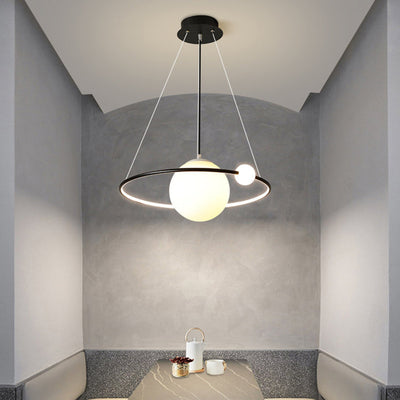 Moderne minimalistische Kreis Kugel Eisen Silikon Aluminium LED Pendelleuchte für Wohnzimmer 