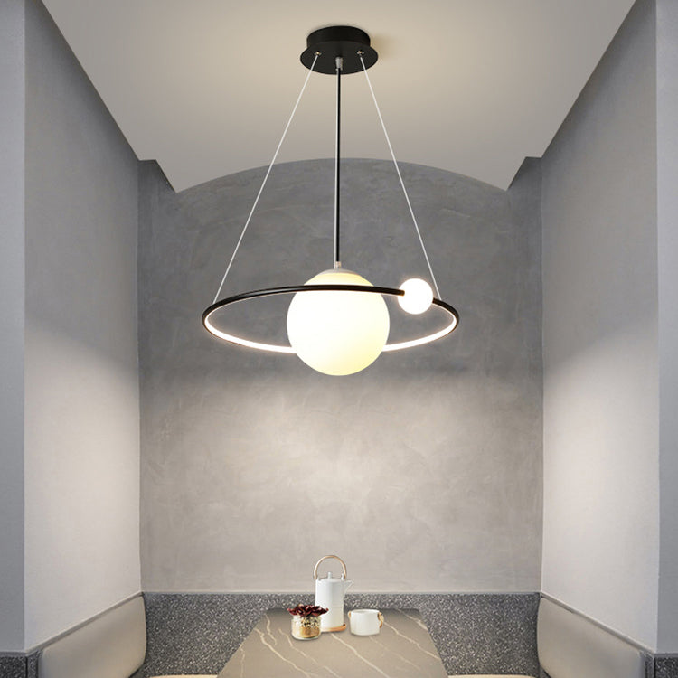 Moderne minimalistische Kreis Kugel Eisen Silikon Aluminium LED Pendelleuchte für Wohnzimmer 