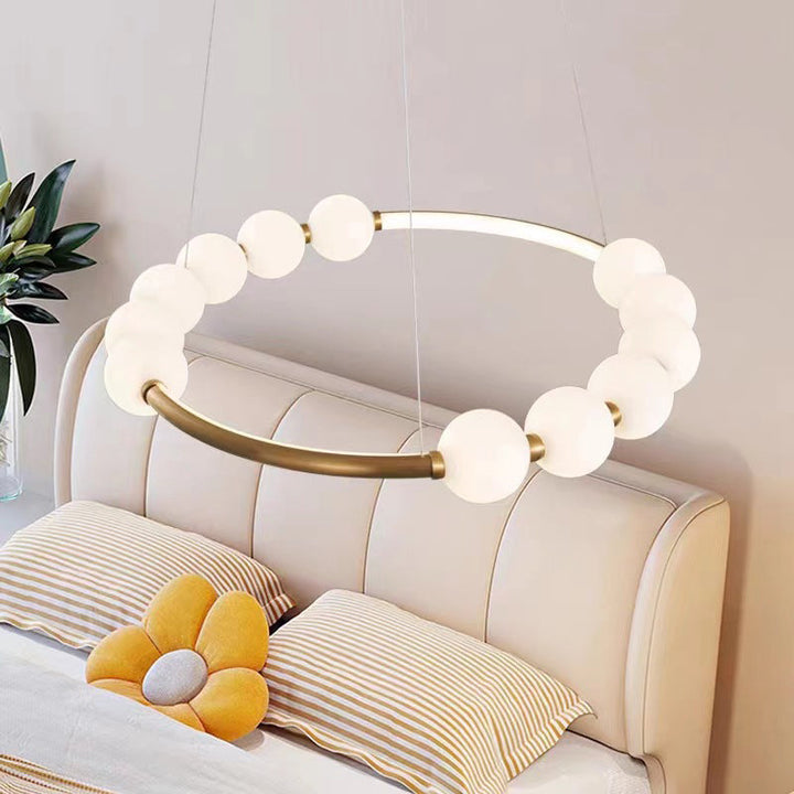 Lustre LED en aluminium et verre rond minimaliste moderne pour salon 