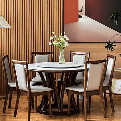 Chaise de salle à manger rectangulaire traditionnelle en bois massif avec dossier en cuir pour salle à manger 