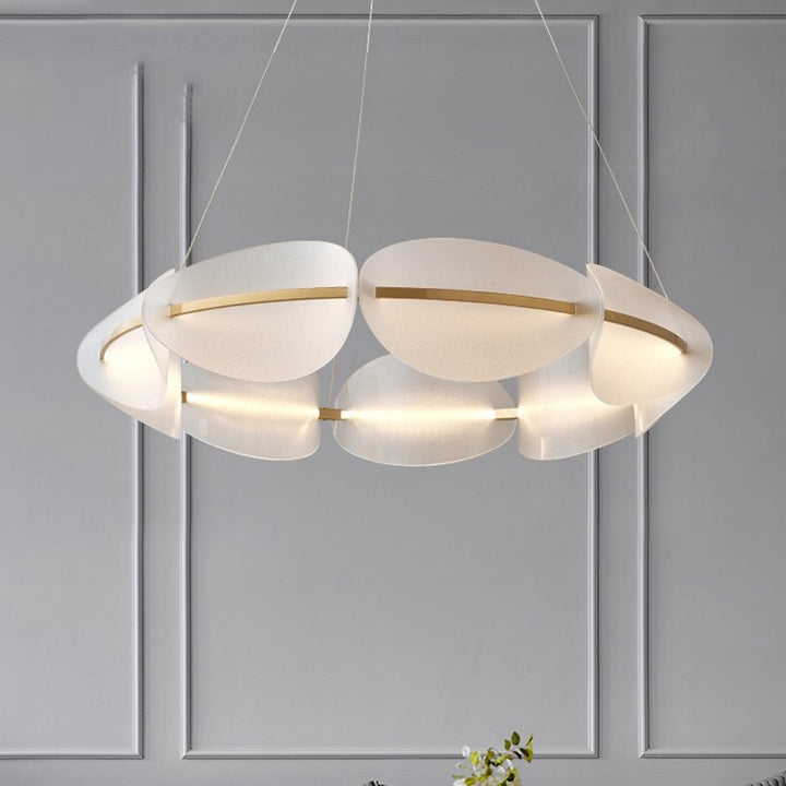 Lustre LED en fer acrylique rond minimaliste moderne pour chambre 