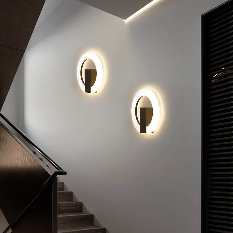 Moderne minimalistische runde Eisen-Aluminium-PVC-LED-Wandleuchte für das Schlafzimmer 