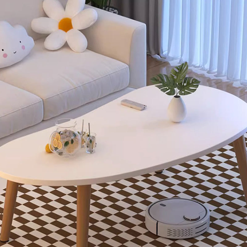 Mesa de café de madera con forma ovalada de mango minimalista moderna para sala de estar 