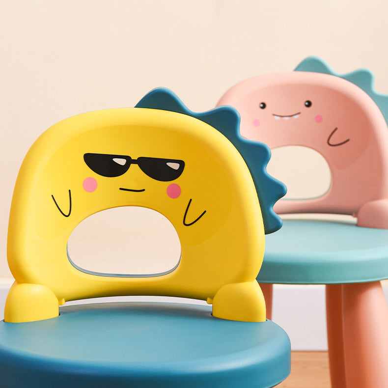 Tabouret rond en plastique pour enfants créatif contemporain avec dossier en forme de dinosaure pour le salon 