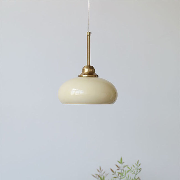 Traditional French Oval Iron Glass 1-Light Pendant Light For Bedroom