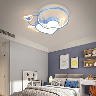 Moderne Art Deco Herz Flügel Runde Acryl Eisen LED Unterputz Deckenleuchte Für Schlafzimmer 