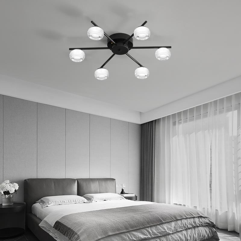 Plafonnier LED semi-encastré moderne minimaliste en acrylique et cuivre rond avec branche pour salon 