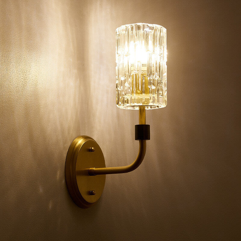 Modern Luxury Glass Cup Copper 1/2 Light Wall Sconce Lamp For Bedroom