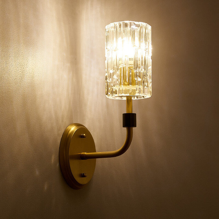 Modern Luxury Glass Cup Copper 1/2 Light Wall Sconce Lamp For Bedroom