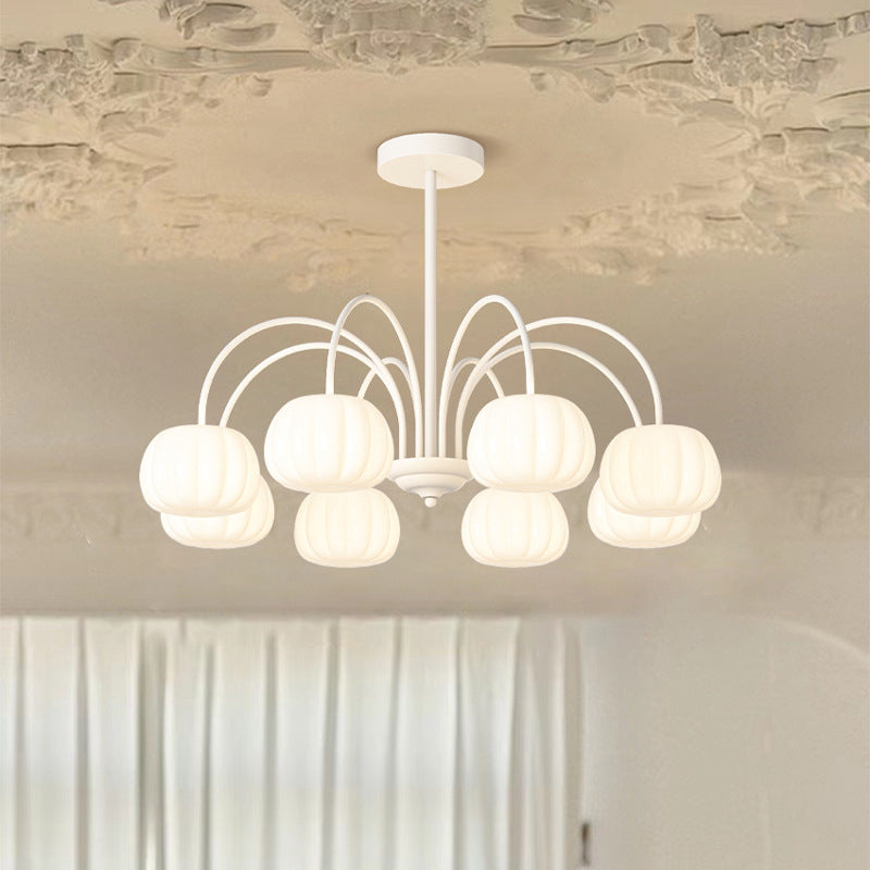 Tige courbée branche créative contemporaine citrouille PE fer lustre 5/6/8 lumières pour salon 