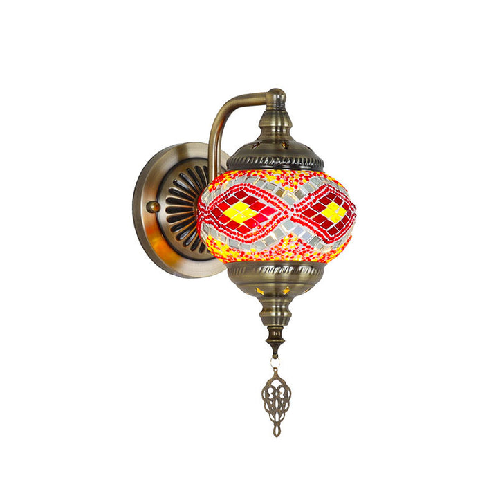 Applique Murale Globe en Mosaïque de Verre et Fer Rétro Contemporain à 1 Lumière Pour Couloir 