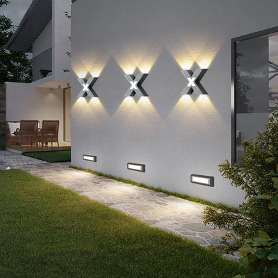 Applique murale LED en aluminium étanche minimaliste moderne en forme de X pour patio extérieur 