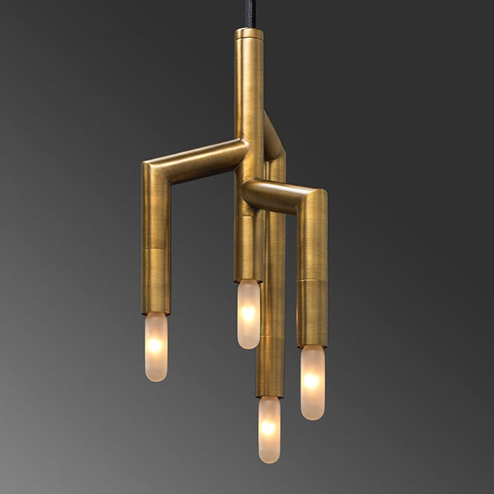 Lámpara de aplique de pared de 4 luces con colgante de tira de cobre industrial contemporánea para pasillo 
