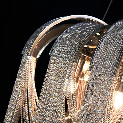 Modern Luxury Iron Aluminum Chain Tassel 6/8/10/12/15 Light Chandeliers For Hallway