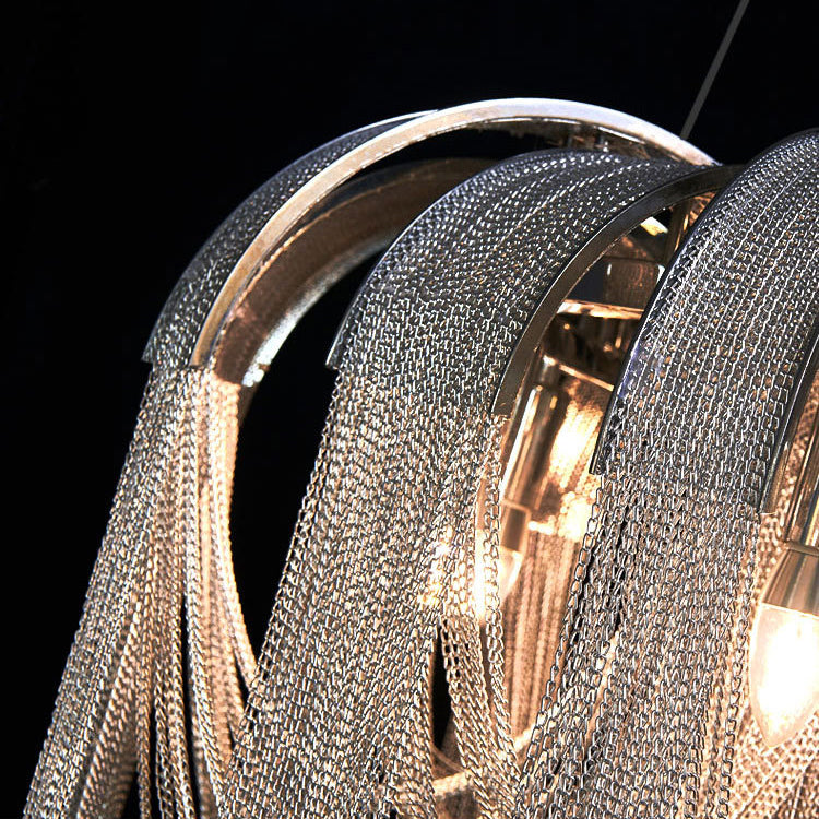 Modern Luxury Iron Aluminum Chain Tassel 6/8/10/12/15 Light Chandeliers For Hallway