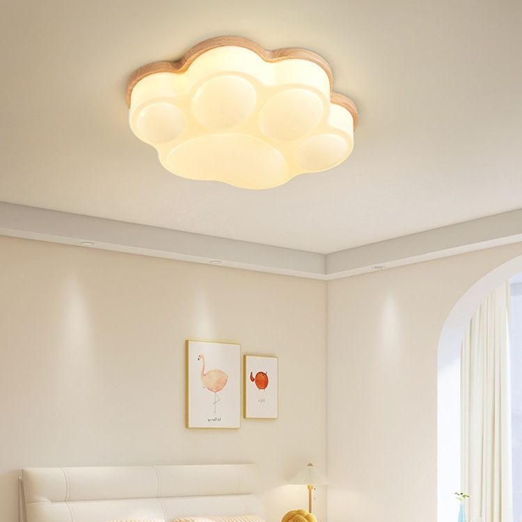 Plafonnier LED en acrylique en forme de patte de chat minimaliste moderne en bois de caoutchouc pour chambre 