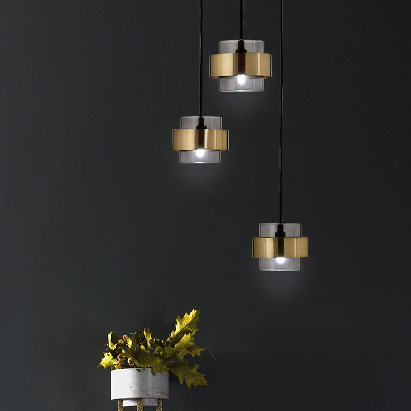Zeitgenössische nordische runde Metallglas-Pendelleuchte mit 1 Licht für Wohnzimmer 
