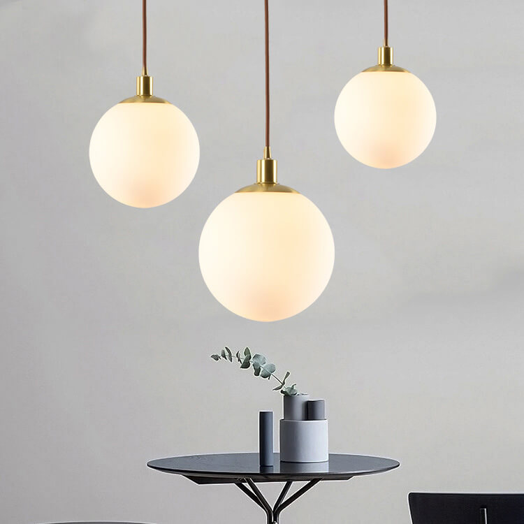 Nordic Minimalist White Orb 1-Light Pendant Light