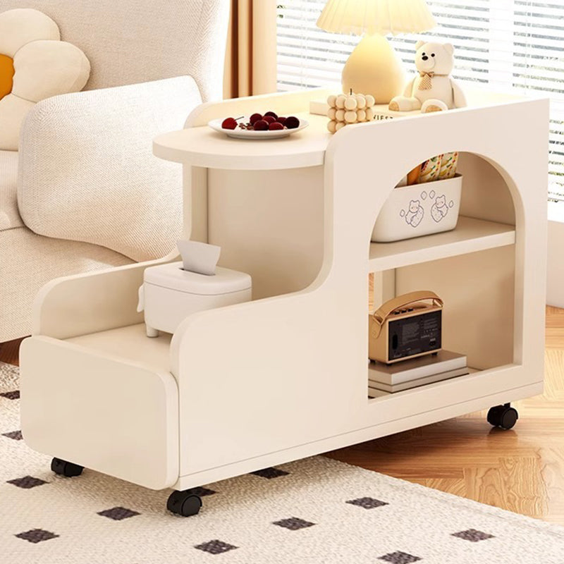 Mesa Auxiliar de Madera con Panel de Densidad Rectangular Desmontable Minimalista Moderna de 2 Niveles para Sala de Estar 