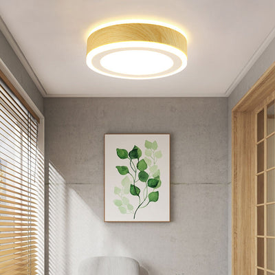 Moderne minimalistische runde quadratische Holzmaserung Hardware Acryl LED Unterputz Deckenleuchte für Wohnzimmer 
