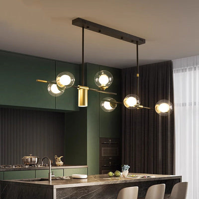 Moderner Mid-Century Eisenglas Magic Bean 7-Licht Inselleuchter Kronleuchter für Esszimmer 